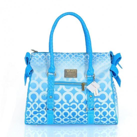 Coach Knitted Signature Large Blue Satchels ERM | Coach Outlet Canada